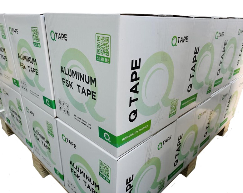 [5016] Q Tape Aluminum FSK tape size 3"x40yard-(6) لاصق المينيوم بخيط موديل كيو تيب مقاس 3انش طول 40  يارد