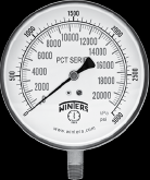 Winters Gauges Model PCT348R1R11-4.5" dial, 0/300 PSI/ 0-20 BAR  1/2" NPT