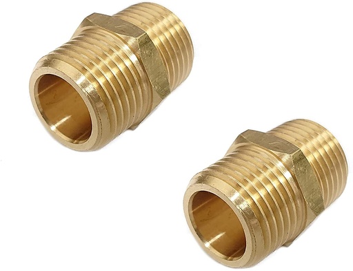 [566] Double Screw Male Nipple, bronze body, male BSPT threaded end connection, working pressure 25 bar, Size 1/2 Inch-شد وصل ذكر برونز مسنن مقاس 1/2 انش